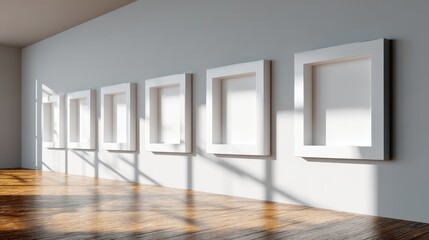 A series of square frames lined up with copy space image