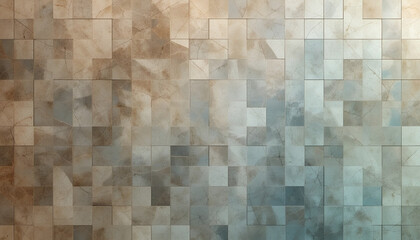Abstract Geometric Tile Background with Textured Browns and Blues for Modern, Digital, and Industrial Design