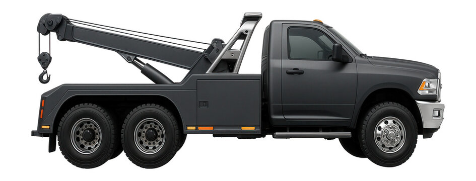Recovery vehicle with extendable winch and dual rear axles