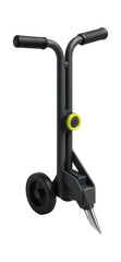 Hand-guided road marking applicator with integrated line width adjuster