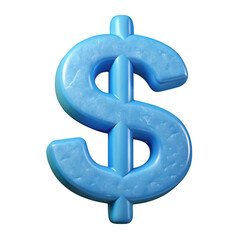 A textured blue dollar symbol rendered in 3d with a subtle gradient effect isolated on transparent background