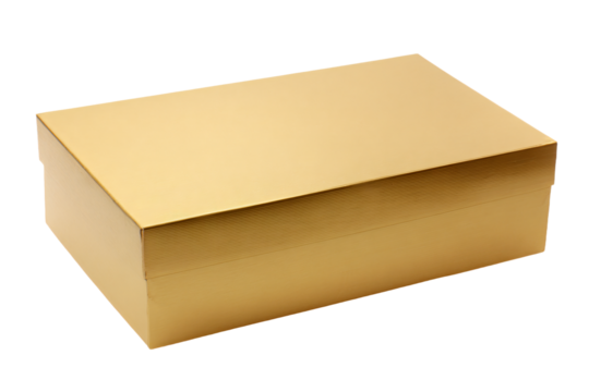 a gold box with a lid on a white background
