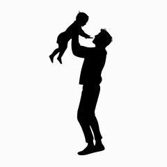 Adaptive Father Child Joy Exoskeleton Inclusive Silhouette Vector

