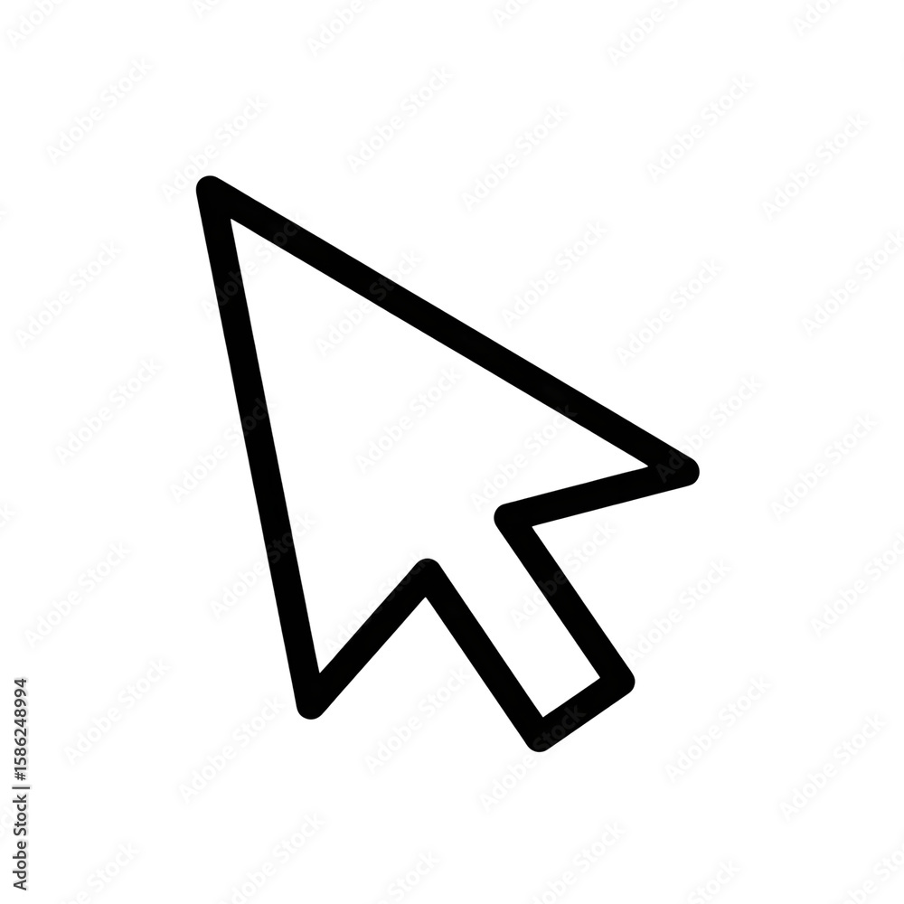 Poster White Outline Cursor Pointer Arrow Icon isolated on a transparent background image