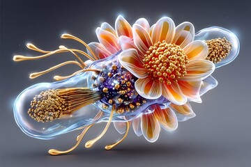 Microbial structure with fantasy floral vibe high resolution picture