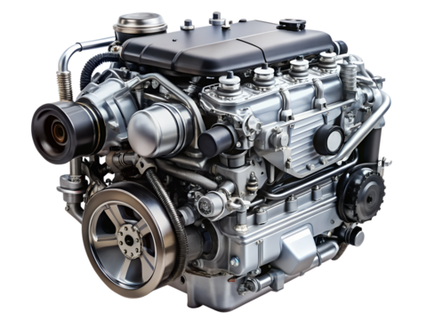 car engine isolated on white background. PNG Transparent file type with high definition quality And vibrant color grading Available.