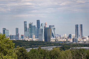 Fototapeta premium Moscow City skyline from Vorobyovy Gory