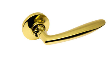 Fototapeta premium a shiny gold door handle on a white background