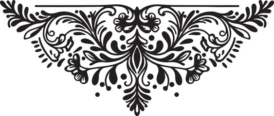 Cute Scandinavian floral divider, geometric and leafy shapes, dark ink style, Adobe Illustrator Artwork