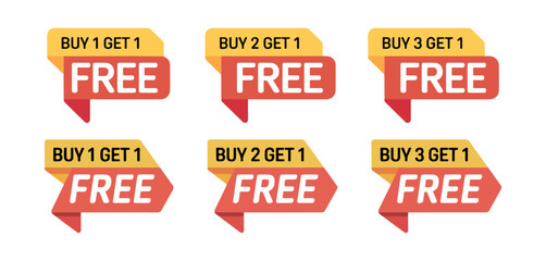 buy 1 get 1 free discount label vector

