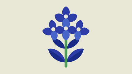 Flat Vector Illustration Bluebonnet Flower Texas Blue