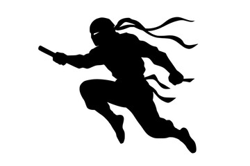 Obraz premium Dynamic Silhouette of a Ninja in Action