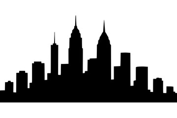 Fototapeta premium City Skyline Silhouette in Black Against White Background