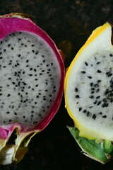red and yellow dragon fruit,
