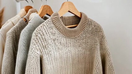 Explore a collection of cozy knitwear showcasing various textures and warm hues ideal for autumn layering and stylish outfits