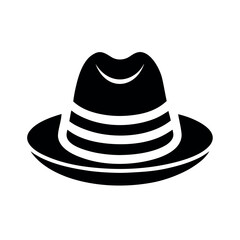 Wide Brim Hat Silhouette Vector Icon on White Background