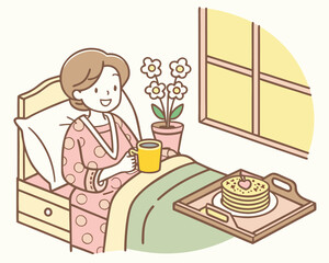 Mothers Day Breakfast in Bed Illustration | Mom Appreciation Morning Visual