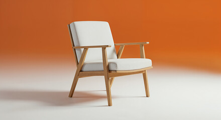 Minimal white product mockup on neutral background a white chair
