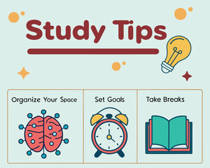 Study Tips Infographic Design | Learning Hacks Poster