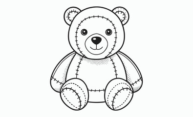 Teddy bear outline, cute toy sketch, bear line vector, Teddy bear line art vector, Cute teddy outline icon 