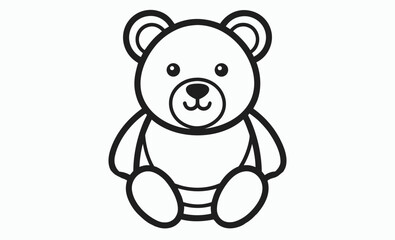 Teddy bear outline, cute toy sketch, bear line vector, Teddy bear line art vector, Cute teddy outline icon 