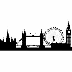 Obraz premium Iconic london skyline silhouette featuring famous landmarks in a stark black design