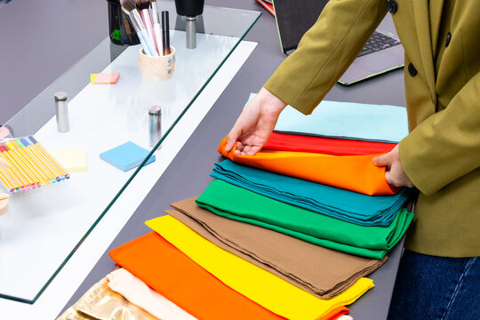 Colorful fabric selection for image consulting session