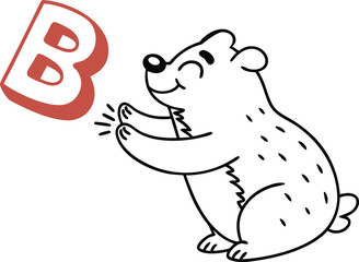  Adorable bear hugging a bold letter B
