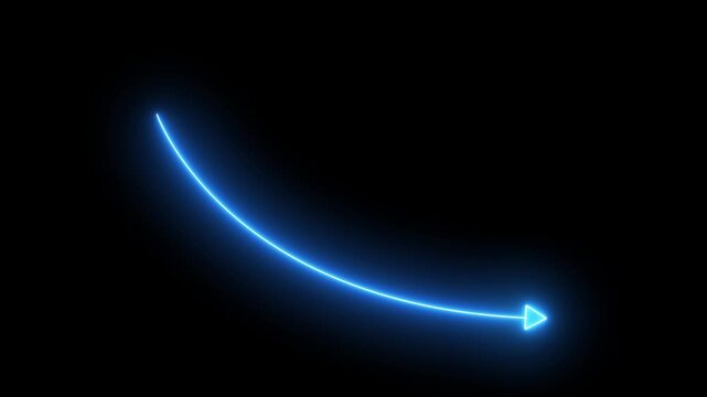 Glowing neon Graph showing down, Downfall graph animated on descending line on financial chart with dollar sign. Stock market crash and economic downturn, 4k video