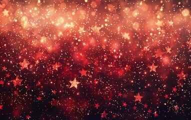 Sparkling stars and twinkling bokeh lights fill the frame with magic, creating an enchanting holiday background full of festive celebration