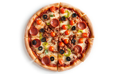 Gourmet Pizza Loaded with Pepperoni and Fresh Vegetables