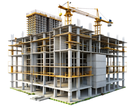 building under construction isolated on white background. PNG Transparent file type with high definition quality And vibrant color grading Available.