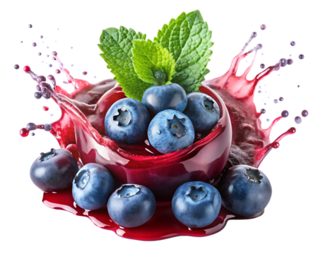blueberries and raspberries isolated on white background. PNG Transparent file type with high definition quality And vibrant color grading Available.