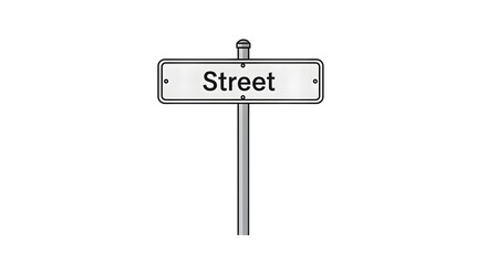Generic street sign on a pole illustration for urban navigation and city planning concepts