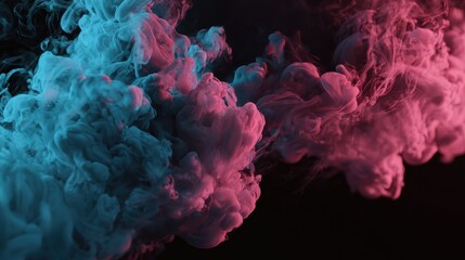 Fototapeta premium Black background with neon pink and blue smoke