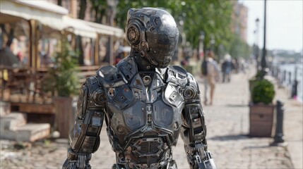 Fototapeta premium uturistic robot walking