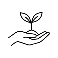 hand holding a plant vector