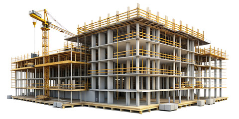building under construction isolated on white background. PNG Transparent file type with high definition quality And vibrant color grading Available.