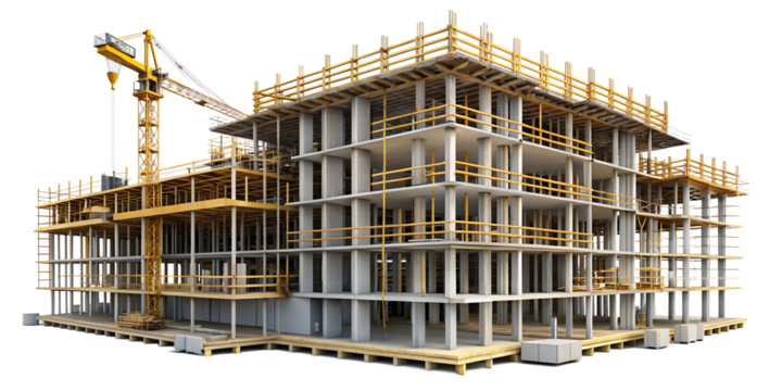 building under construction isolated on white background. PNG Transparent file type with high definition quality And vibrant color grading Available.