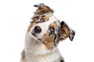 Australian Shepherd head tilted