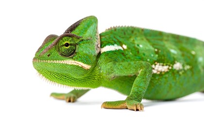 Fototapeta premium Close-up of a vibrant green chameleon