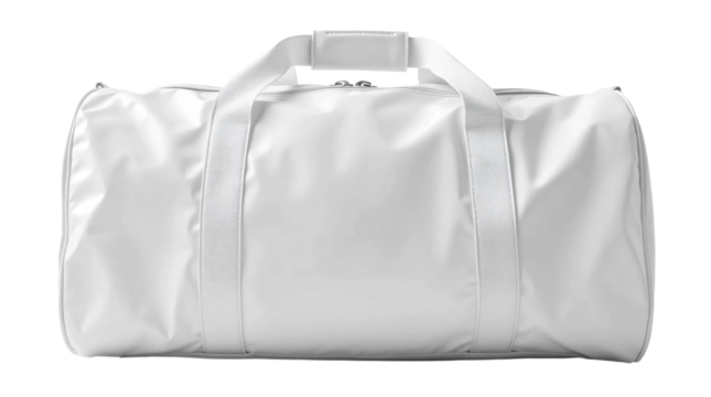 White duffel bag isolated on transparent background