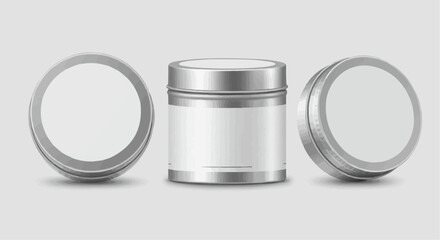 Vector Mockup of Round Metal Tin with Blank Label Spaces