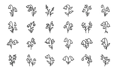 Hand-Drawn Flower Icon Bundle Featuring Lotus, Rose, Lily, Sunflower, Hibiscus, and Other Blooming Floral Designs in Minimal Line Style — Perfect for Web, Botanical Logos, and Nature-Themed UIUX Proje
