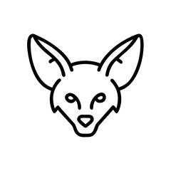 Bat-eared fox icon in minimal line art style  