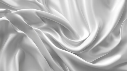 Obraz premium Abstract flowing white silk texture with soft folds, symbolizing elegance, and sophistication, perfect for advertising textiles, clothing, cosmetics, or interior design, evoking luxury and comfort