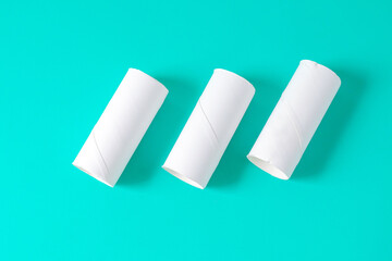 The tissue paper cores or toilet paper tubes on background.