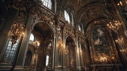 Obraz premium Gilded baroque frames glimmering with stories untold, perfect for Epiphany narratives or surreal Notre-Dame reconstructions