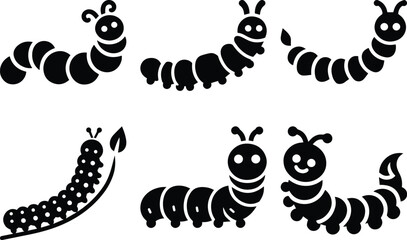 Caterpillar bundle silhouette icon vector art
