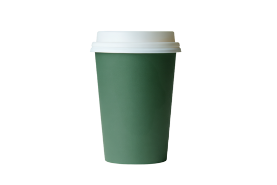 a green cup with a white lid and a white lid
